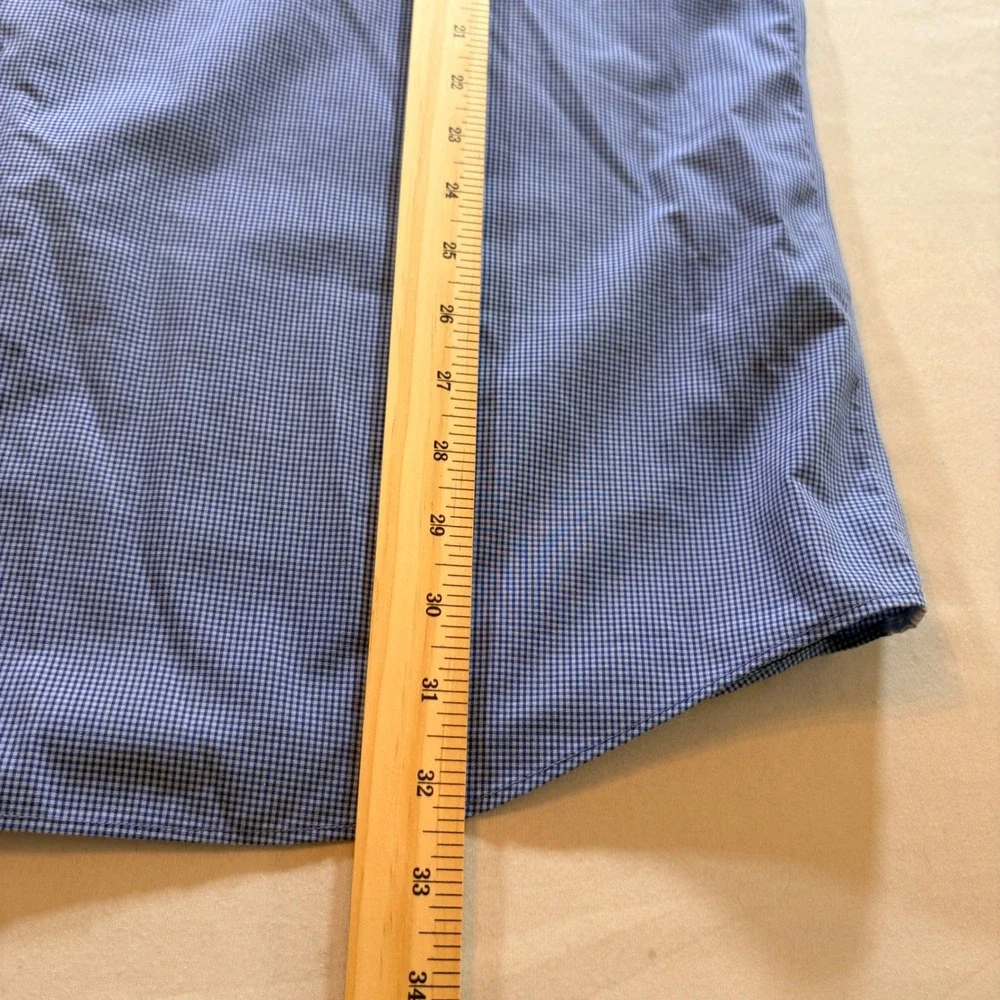 Banana Republic Dress Shirt Mens XXL Grant Slim Fit Blue Gingham Non-Iron Cotton